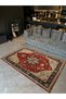 Paris Collection Red Beige Themed Traditional Motif Patterned Vintage Decorative Carpet 68 - 2