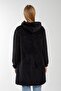 Women's Black Long Zipper Fleece Cardigan - 5