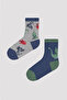 Boy's Colorful Dragon 2-Piece Socks
