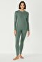 Women's Long Sleeve Crew Neck Thermal Suit 405152 / 409003 Khaki - 3