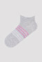 Colorful Thin Striped 3-Piece Booties Socks - 2