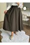 Women Poplin Waist Elastic Pocket Floash Skirt - 2