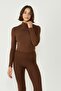 Women's Collared Snap Fastener Thermal Bodysuit 405155 / 409004 Brown - 6