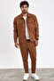 New Season Men's Trousers Jacket 2-Piece Cinnamon Color Suede Set Mz0800 - 4