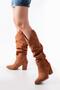 Ls-1884 Tan Suede Daily Women's Boots - 4