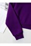 Women's Basic Crop Oversize Sweatshirt with Fleece Inside – Purple - 4