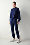 Navy Blue Hooded Silky Feel Sweatshirt - 3