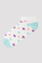 Girl's Neon Seashell Patterned 3-Piece Booties Socks - 4
