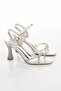 Women's Stoned Shoes Bag Combination Silver - 7