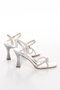 Women's Stoned Shoes Bag Combination Silver - 5
