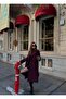 Burgundy Belted Premium Stamp Coat - 3