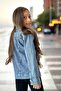 Girl's Teddy Bear Denim Jacket with Pocket Detail and Button Closure, Cotton - 2