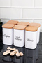 6-Piece 250 ml Vacuumed Bamboo Wooden Lid Porcelain-Looking Acrylic Spice Jar Set with Spoon and Label Gift - 3