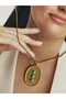 Vip Series - Turquoise Stone Oval Anti-Tarnish Steel Women's Gold Necklace - 5