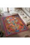 Nora Art 06 Orange Turquoise Ethnic Floral Modern Woven Base Decorative Living Room Carpet