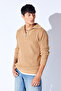 Oversize Half Zippered Knitted Pattern Soft Textured Men's Sweater |   Mink Manw 519913 -1