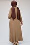 فستان مقاس كبير 22008 بأكمام مطاطية - لون بني تاوب - 4