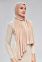 Women's Hijab Luxury Combed Cotton Shawl – Non-Slip, Soft, Four Seasons Use Shawl Beige - 5
