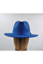 Cobalt Blue Metal Button Detailed Panama Sombrero Hat - 3