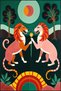 Paris Collection Pastel Themed Lion and Tree Patterned Creative Modern Decorative Rug 81 - 3