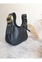 Women's Patent Leather Belt Detail Baguette Handle Bag - 3