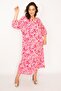 Women's Large Size Fujya Woven Viscose Fabric Front Buttoned Hem Tiered Dress 65n33531 - 2