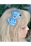 Luxury Design - Crystal Stoned Satin Brooch, Bow Mother and Dumb Mevlüt Hospital Slippers Set, Crown Blue - 5