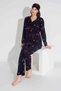 New Season Autumn/Winter Girls Deer Patterned Suede Pajama Set 2724-11 Navy Blue - 4
