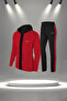 Women's Red Special Supra Combed Cotton Zippered Running and Walking Set (S-3Xl)