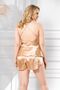 Plus Size Gold Satin Babydoll Shorts Set - 2