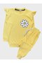 Girl's Cotton Waffle Fabric Yellow Daisy Embroidered Seasonal Tracksuit Set Suitable for School - 2