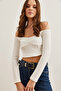 Women's White Beaded Textured Crop Blouse Blz- 19002753 - 6