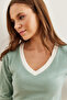 Women's Mint Green White Collar Detailed Raised Lycra Blouse Blz- 19002746 - 6