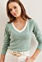 Women's Mint Green White Collar Detailed Raised Lycra Blouse Blz- 19002746 - 3
