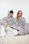 Unisex Couple/Çift Gri Baskılı Wellsoft Kışlık Örme Sabahlık THMAW25SB00014 - 3