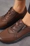 Amaya side zipper genuine leather women's shoes brown skin - 3