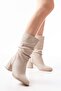 Rs-2430 Beige Heeled Gusseted Daily Women's Boots