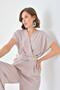 Women's Comfortable Fit Belted Jumpsuit Beige 30724 - 6
