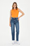 Women's Orange Crew Neck Crop Basic T-Shirt 50288570-Vr051 - 4