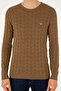 Men's Slim Fit Crew Neck Khaki Melange Basic Sweater 50288883-Vr125 - 6