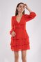 1524 Tulle Sleeve Waist Cross Buckle Short Chiffon Dress - 3