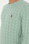 Men's Slim Fit Crew Neck Water Green Basic Sweater 50288883-Vr048 - 7