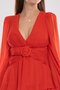 1524 Tulle Sleeve Waist Cross Buckle Short Chiffon Dress - 4
