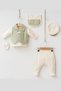 Newborn Baby Boy 5-Piece Hospital Discharge Bodysuit Set with Muslin Vest
