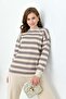Women's Striped Double Suit Beige 20796 - 6