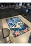 Paris Collection Pastel Themed Mountain Trees Bird and Flower Patterned Modern Decorative Carpet 65