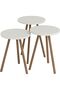 White 3-Piece Wooden Flower Pot Flower Stand with Raw Legs Decorative Side Table Nesting Set 25 cm Diameter for Home - 5