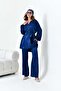 Women's Comfortable Fit Jacquard Suit Navy Blue 30877 - 3