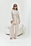 Beige Glitter Women's Set - With Trousers 30862 - 4
