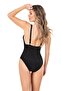 Women's Bird Eye Detailed Belted Black Swimsuit - 3
